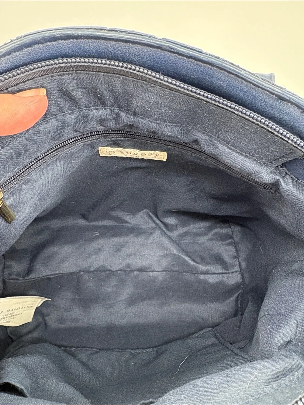 axes femme Navy Satchel with Gold Accents no strap